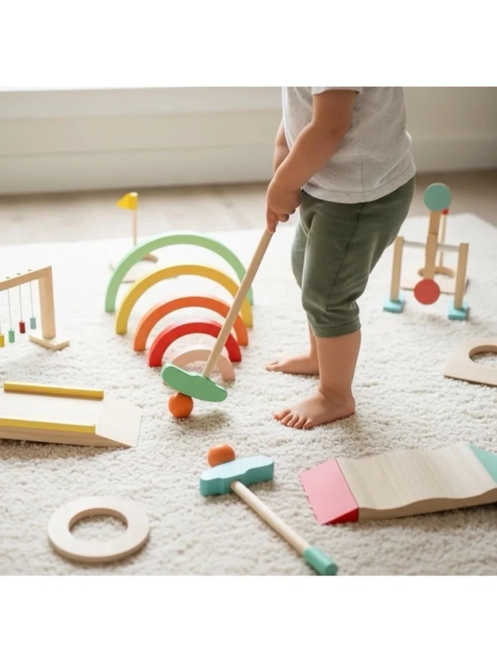 Kifun | Wood Mini Golf Playing Set Role Play Logic Toy
